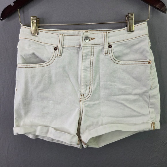 Wild Fable Highest Rise Denim Shorts Womens 4/27R White Cuffed Contrast Stitch - Picture 2 of 10